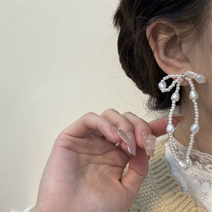 Faux Dangle Pearl Earring Bow
