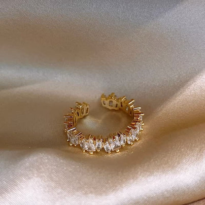 Rhinestone Open Alloy Ring