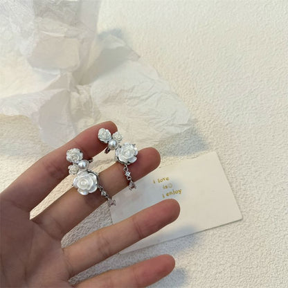 Ear Pearl Floral Cuff Faux Alloy