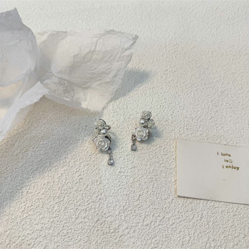 Ear Pearl Floral Cuff Faux Alloy