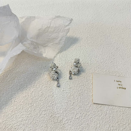 Ear Pearl Floral Cuff Faux Alloy