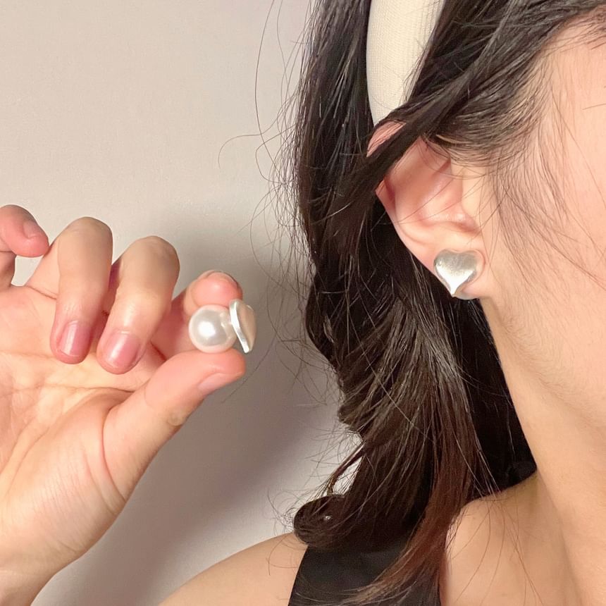 Earring Heart Stud Alloy