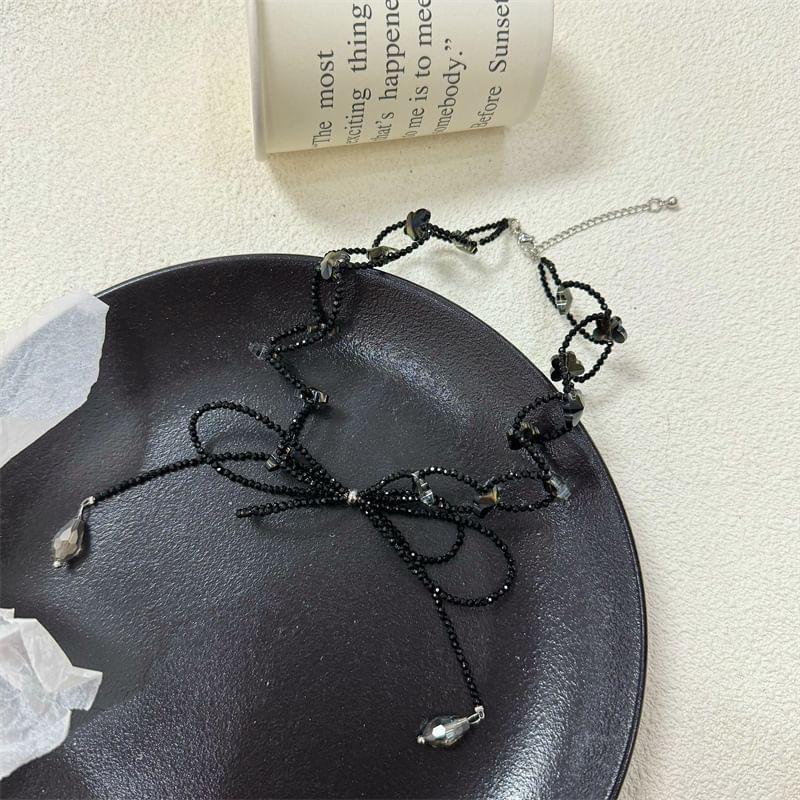 Bow Faux Choker Crystal