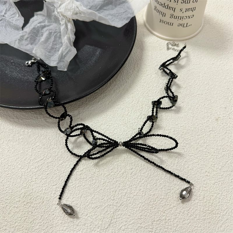 Bow Faux Choker Crystal