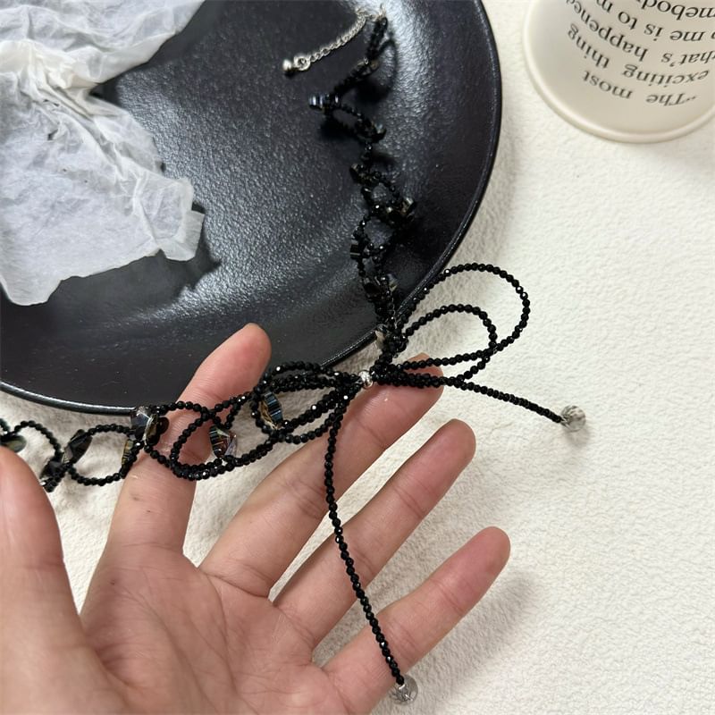 Bow Faux Choker Crystal