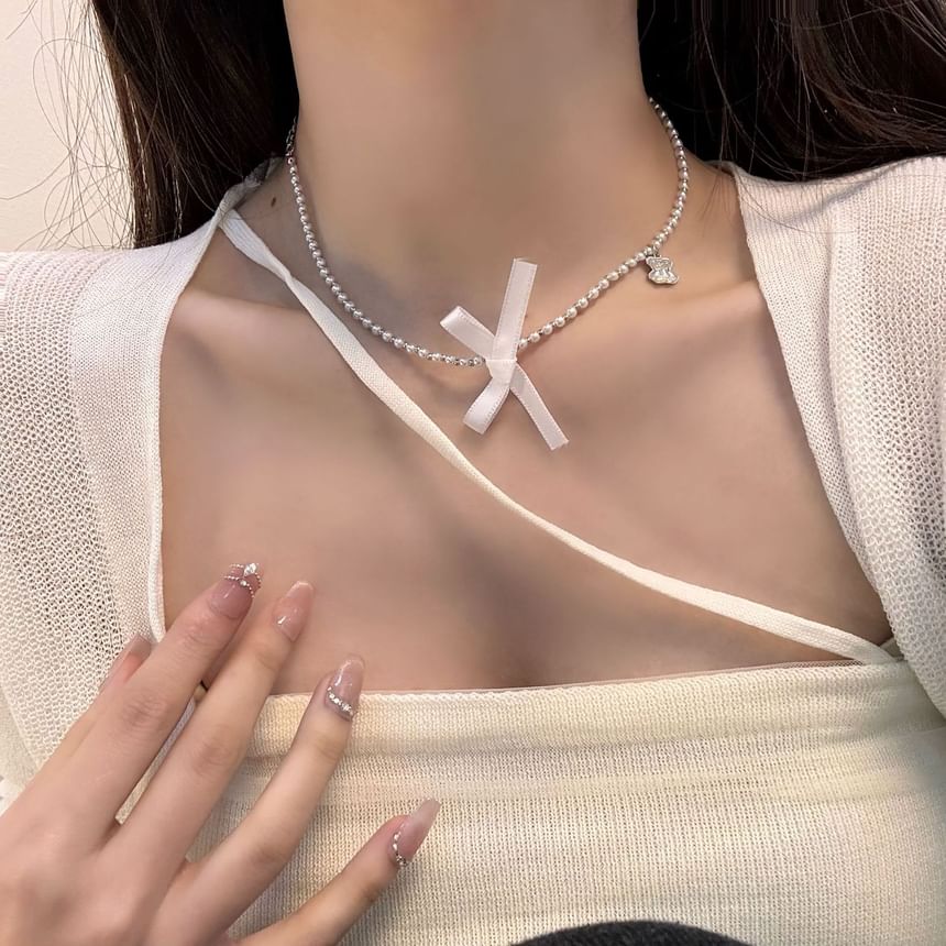 Pearl Faux Choker Ribbon Resin