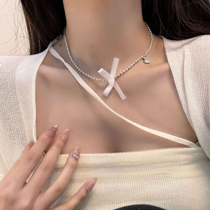Pearl Faux Choker Ribbon Resin