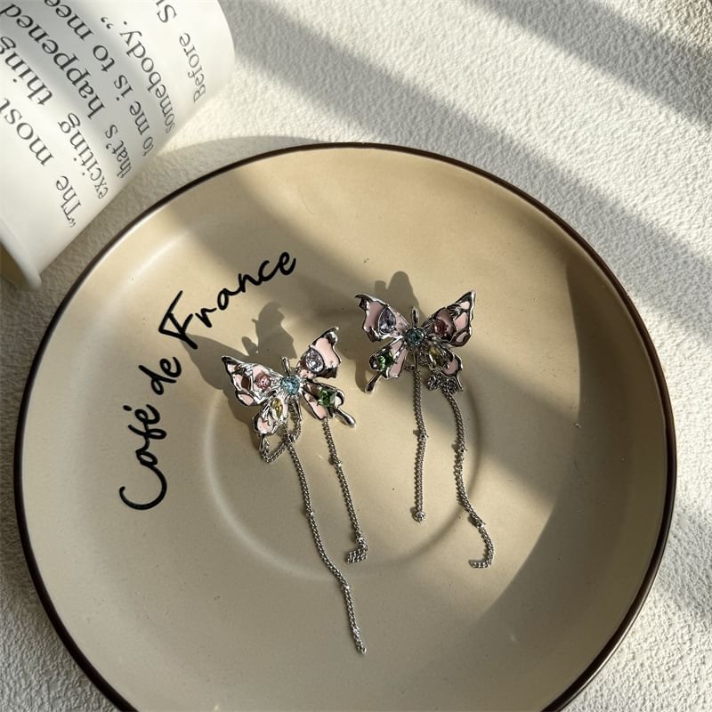 Leather Choker Earring Butterfly Faux Alloy / Threader