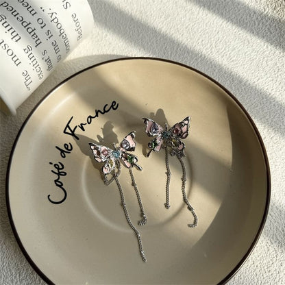 Leather Choker Earring Butterfly Faux Alloy / Threader