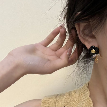 Earring Floral Pearl Drop Faux Alloy