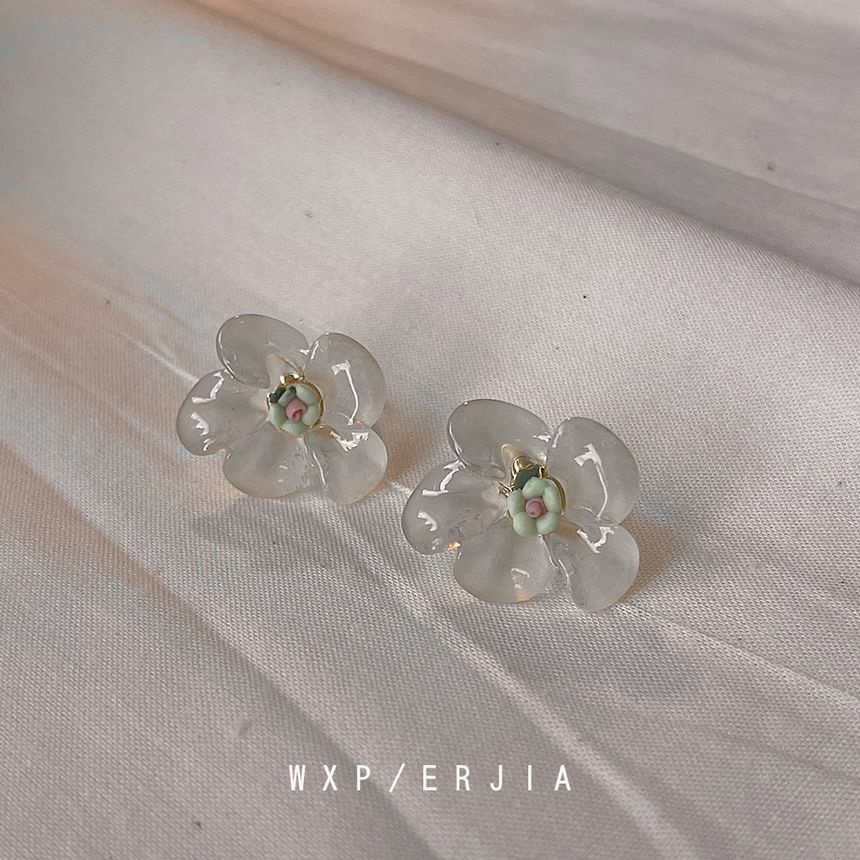Ceramic Floral Earring Stud Resin