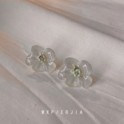 Ceramic Floral Earring Stud Resin