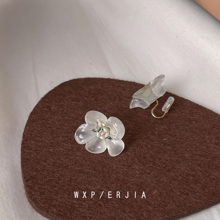 Ceramic Floral Earring Stud Resin