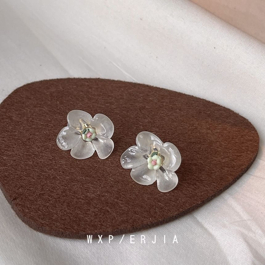 Ceramic Floral Earring Stud Resin