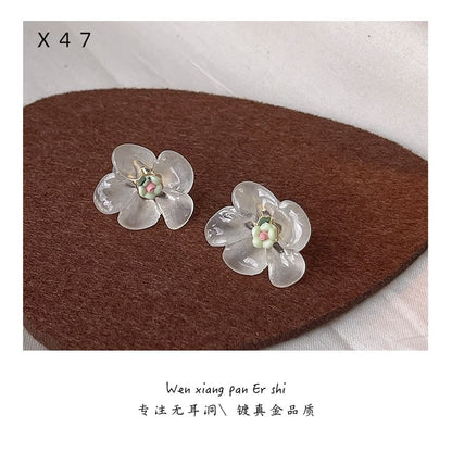Ceramic Floral Earring Stud Resin