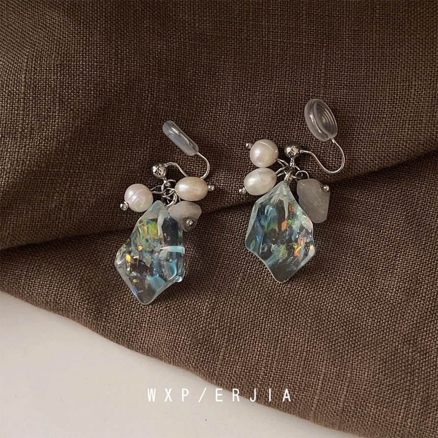 Freshwater Ear Alloy Pearl Faux Crystal Cuff