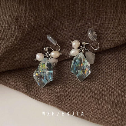 Freshwater Ear Alloy Pearl Faux Crystal Cuff