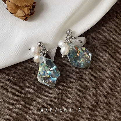 Freshwater Ear Alloy Pearl Faux Crystal Cuff