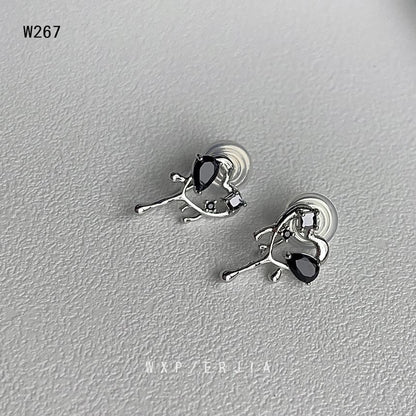 Earring Stud Alloy Rhinestone Melting Heart