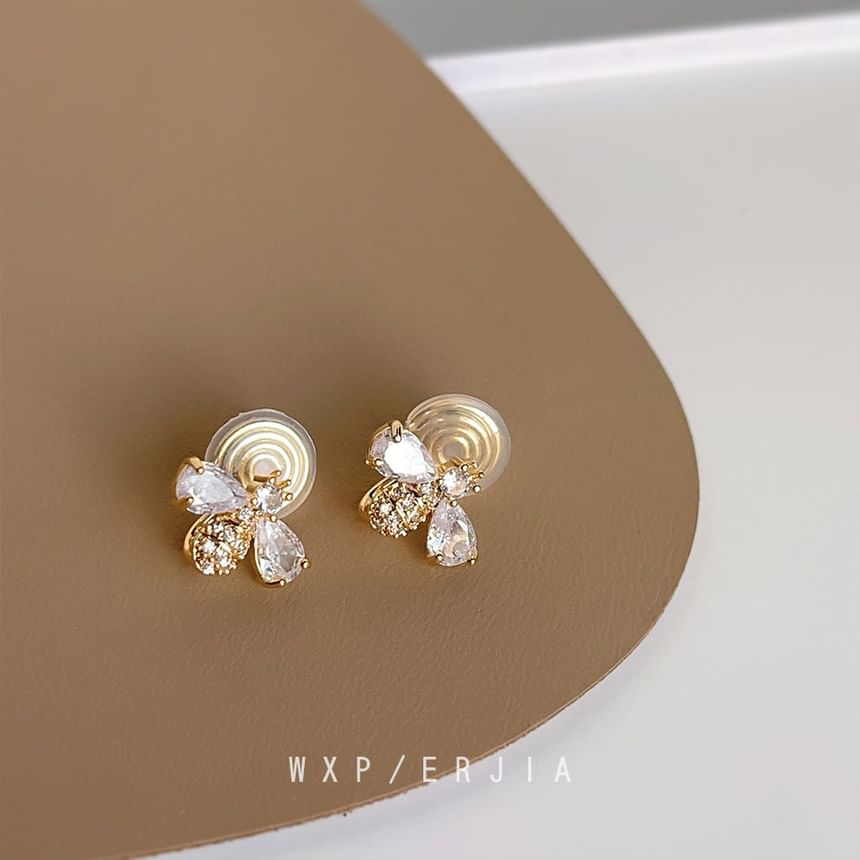Earring Bee Stud Rhinestone Alloy