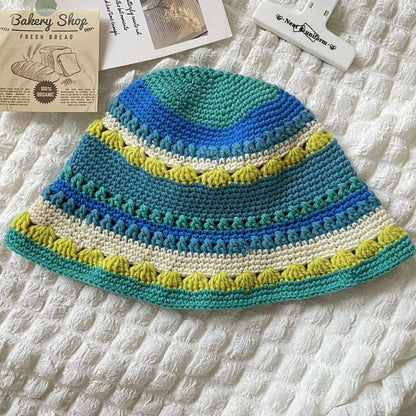 Knit Hat Bucket Striped