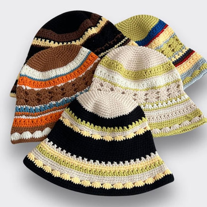 Knit Hat Bucket Striped