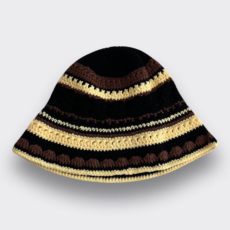 Knit Hat Bucket Striped