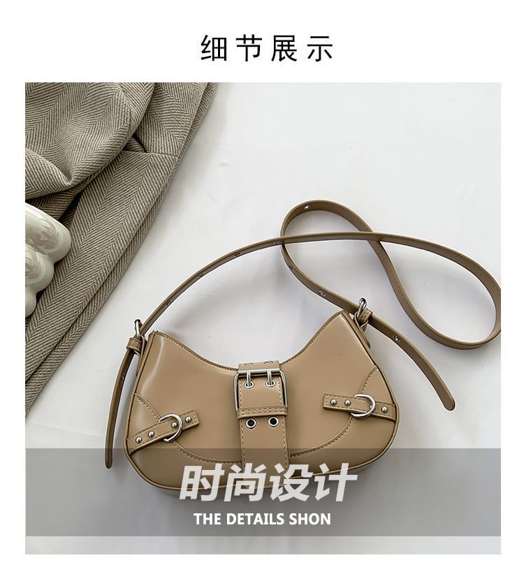Faux Crossbody Bag Buckled Leather