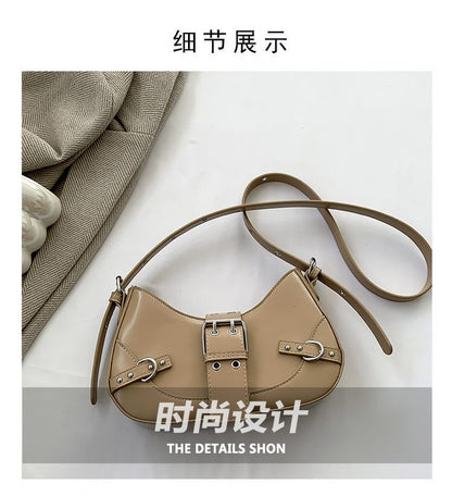 Faux Crossbody Bag Buckled Leather