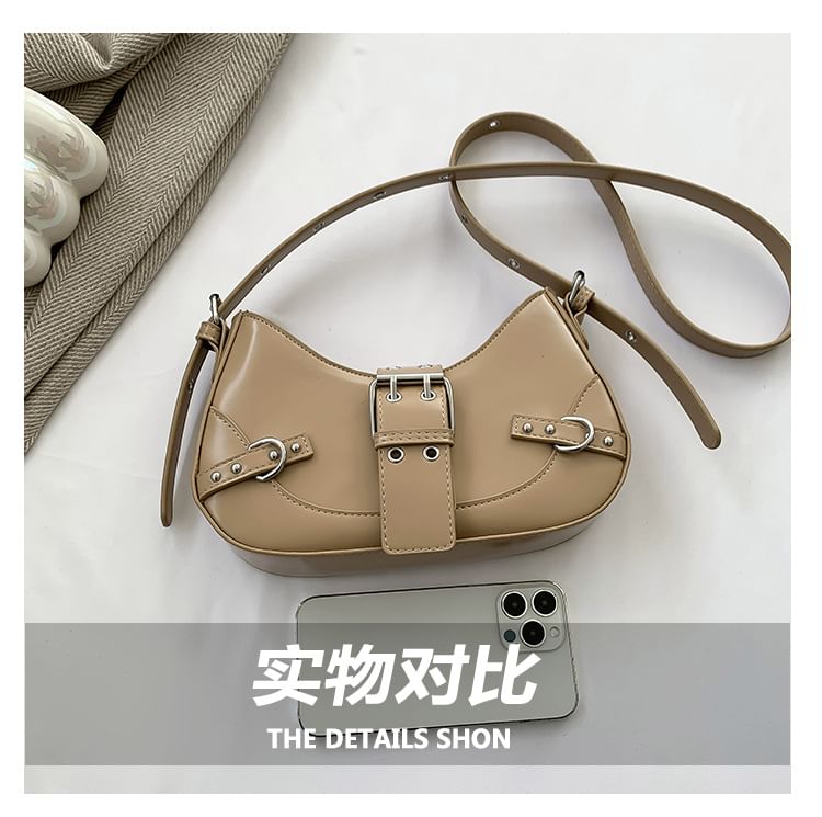 Faux Crossbody Bag Buckled Leather