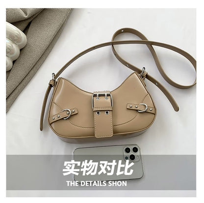 Faux Crossbody Bag Buckled Leather