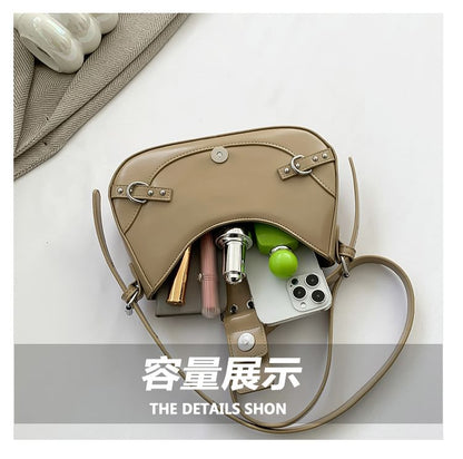 Faux Crossbody Bag Buckled Leather