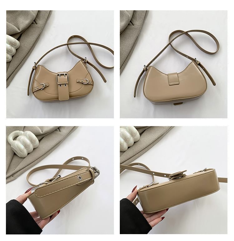 Faux Crossbody Bag Buckled Leather