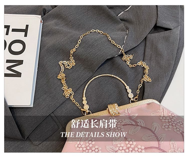 Flower Chain Embroidered Crossbody Strap Bag