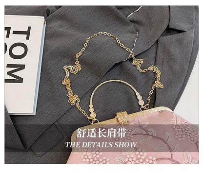 Flower Chain Embroidered Crossbody Strap Bag