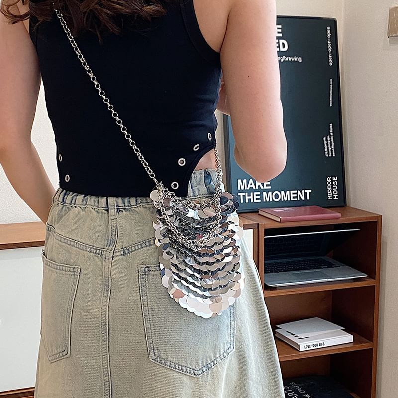 Chain Sequin Strap Bag Crossbody