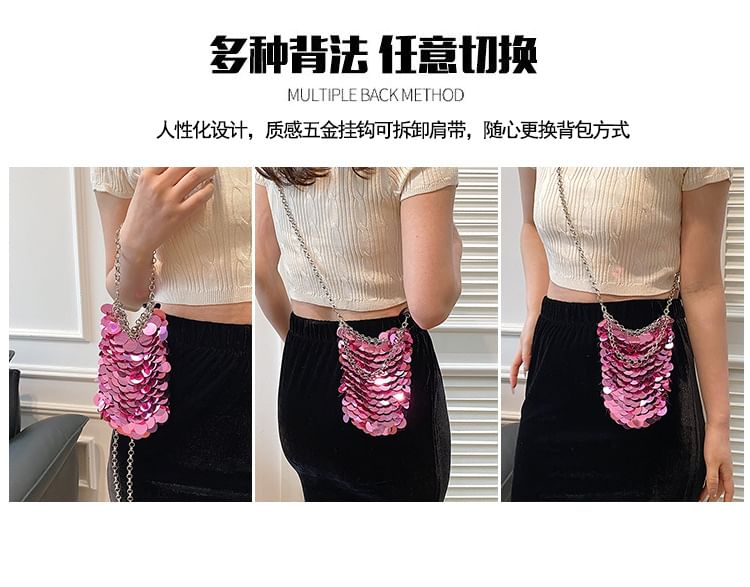 Chain Sequin Strap Bag Crossbody