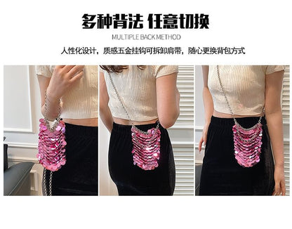 Chain Sequin Strap Bag Crossbody