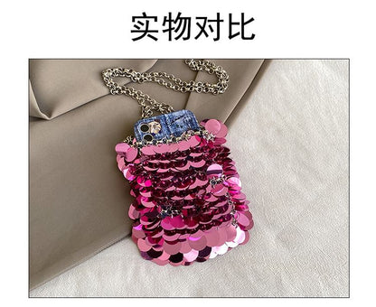 Chain Sequin Strap Bag Crossbody