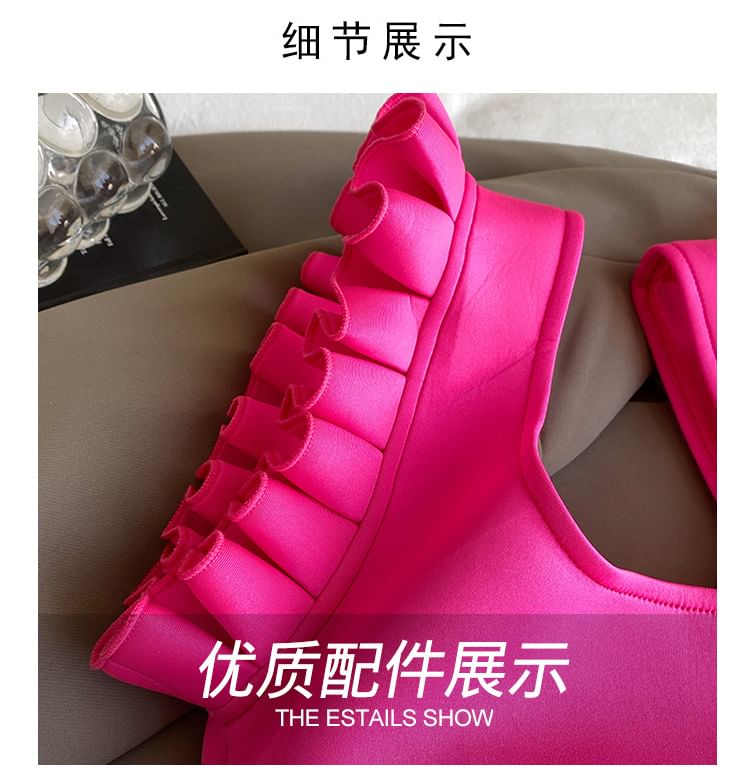 Plain Ruffle Shopper Bag