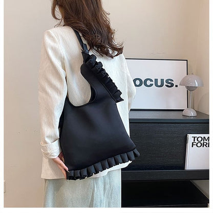 Plain Ruffle Shopper Bag