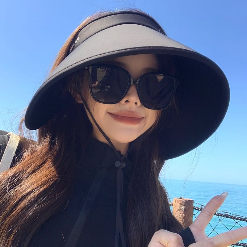 Lettering Brim Wide Hat Sun