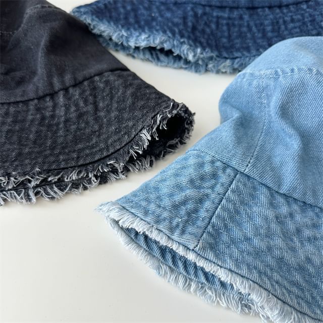 Bucket Hat Denim Fringed