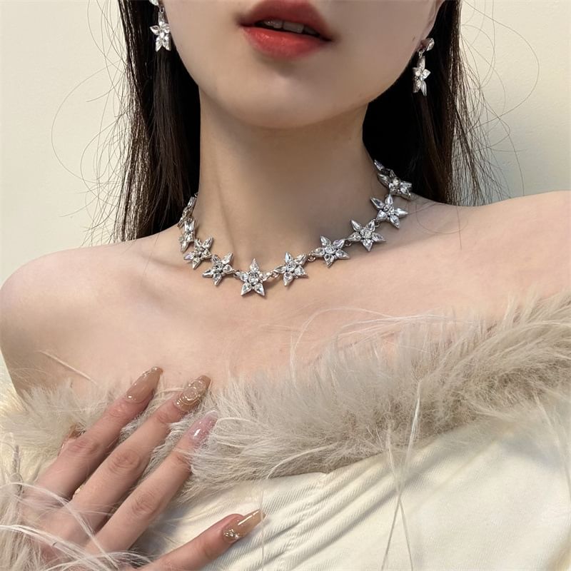 Star Drop Necklace Earring /