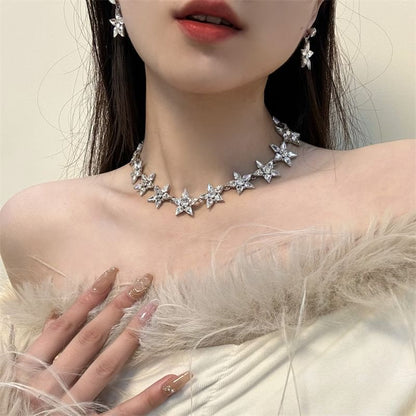 Star Drop Necklace Earring /