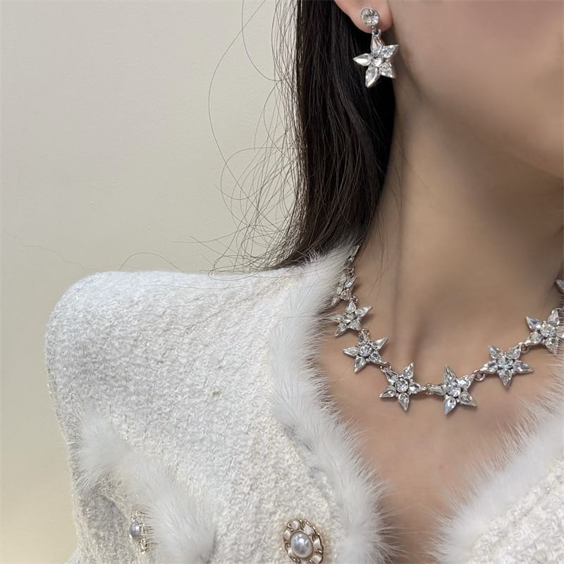 Star Drop Necklace Earring /