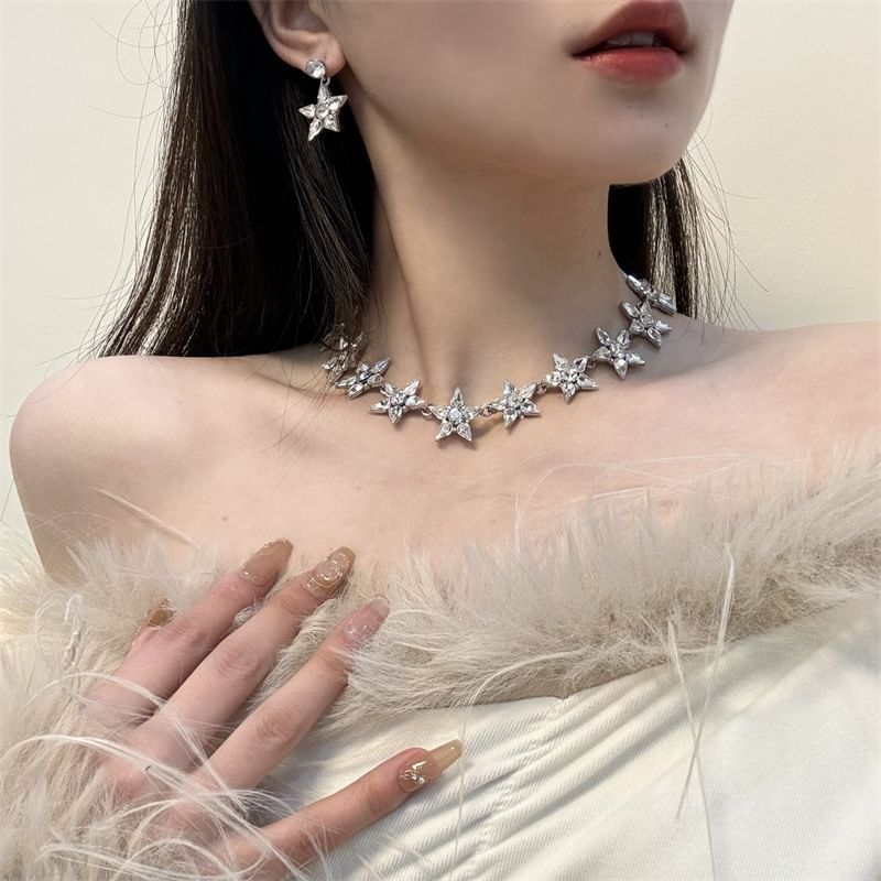 Star Drop Necklace Earring /