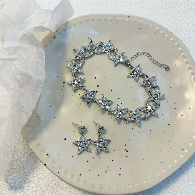 Star Drop Necklace Earring /