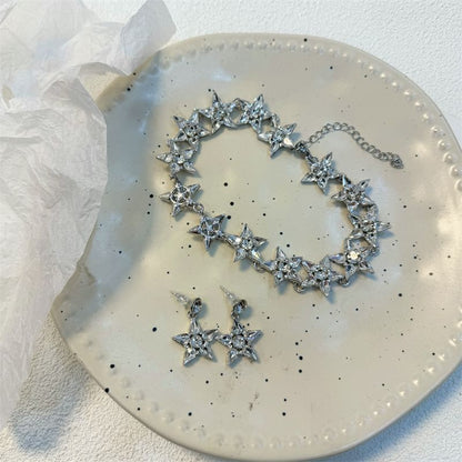 Star Drop Necklace Earring /