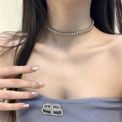 Pearl Faux Bow / Hoop Earring Choker